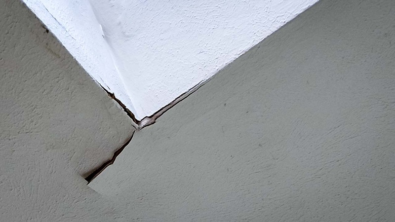 ceiling showing skylight leak damage