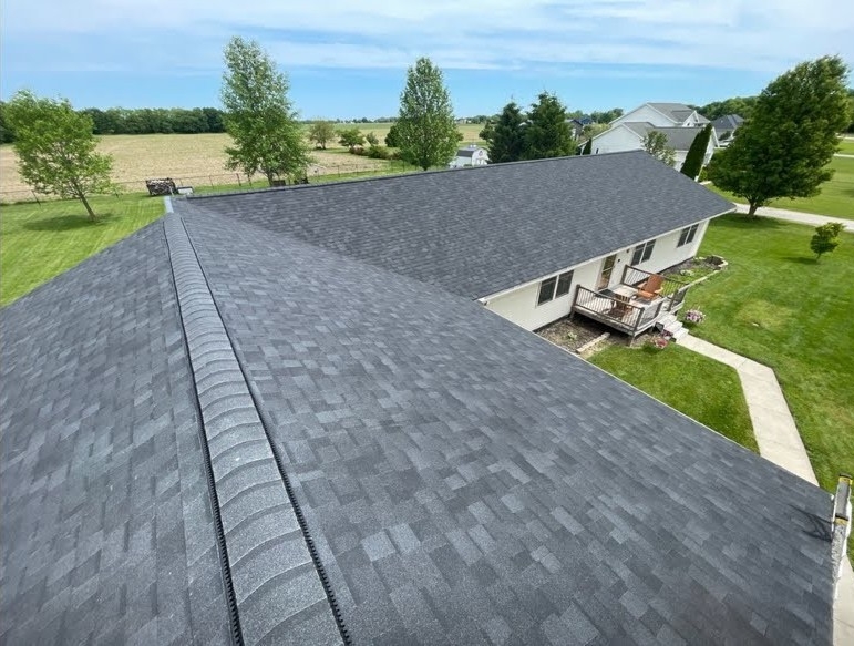 Gray asphalt shingle roof on a Toledo home featured in a hail and wind roof damage guide